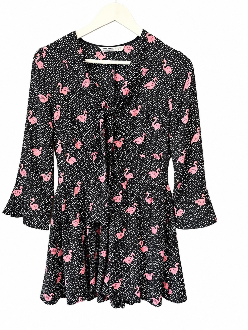 Zara Basic Flamingo Polka Dot Romper – Size Small